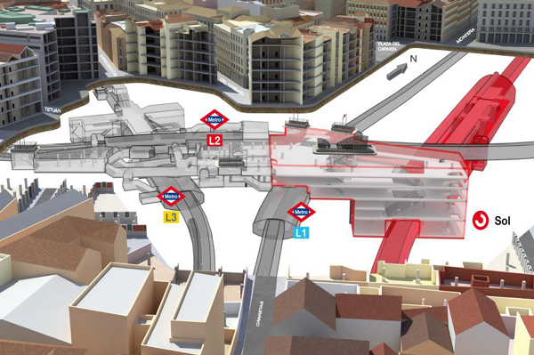 Schematic view of the new station and interchange vestibule
