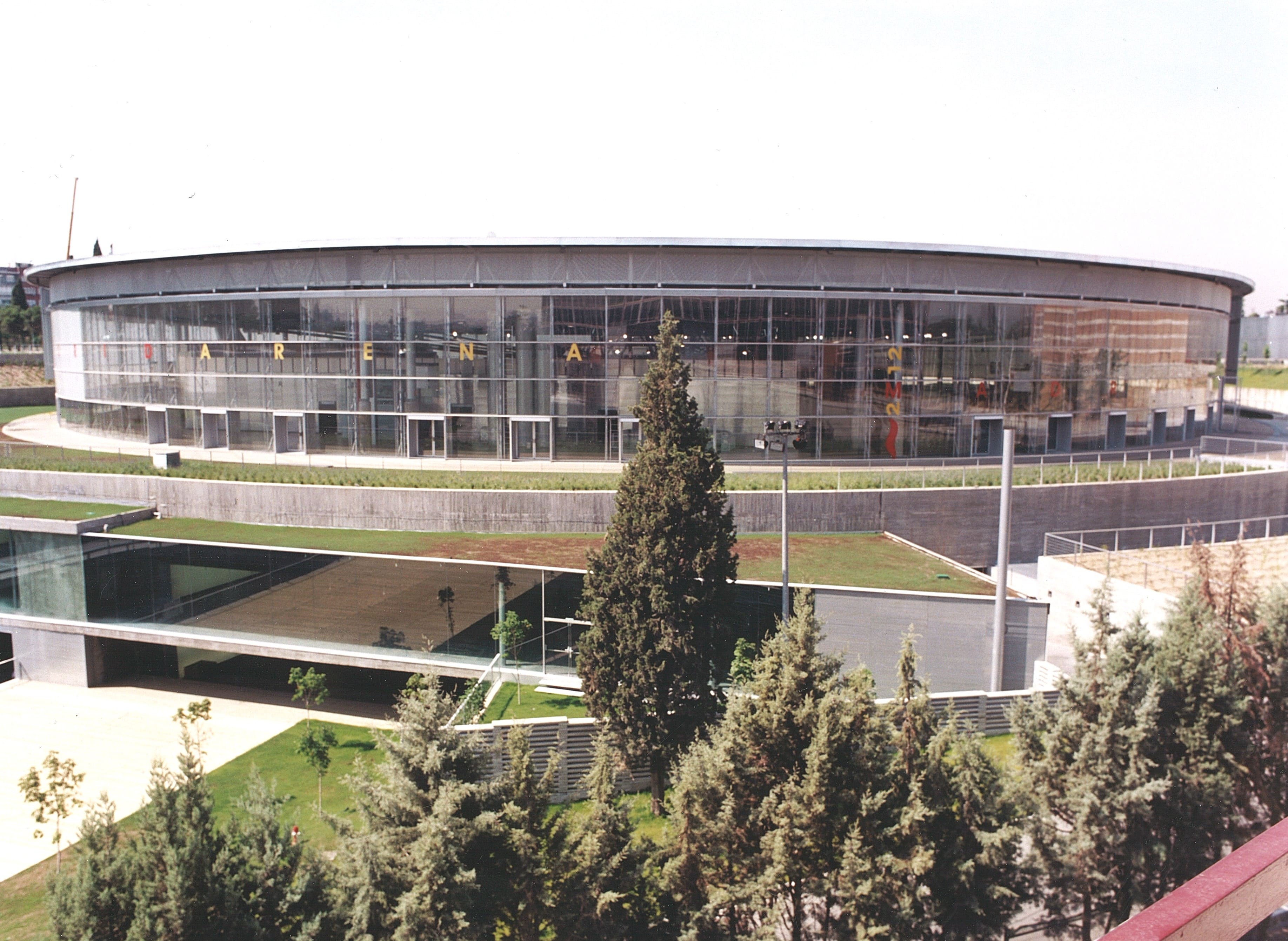 Circular facade and moat of the Madrid Arena Pavilion