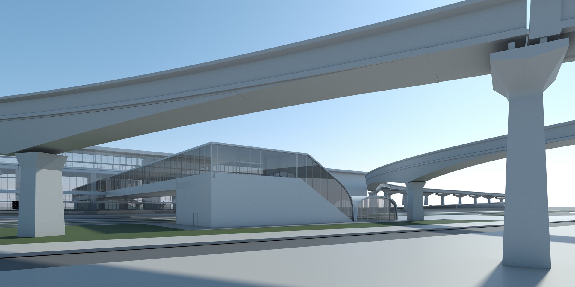 Aerial view footbridge and viaduct infographic