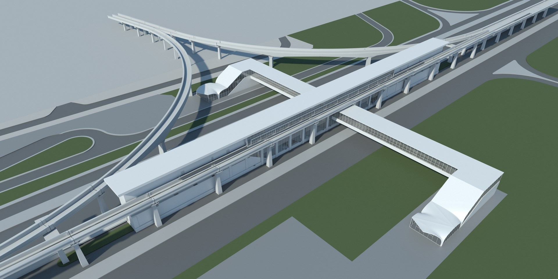 Aerial view footbridge and viaduct infographic