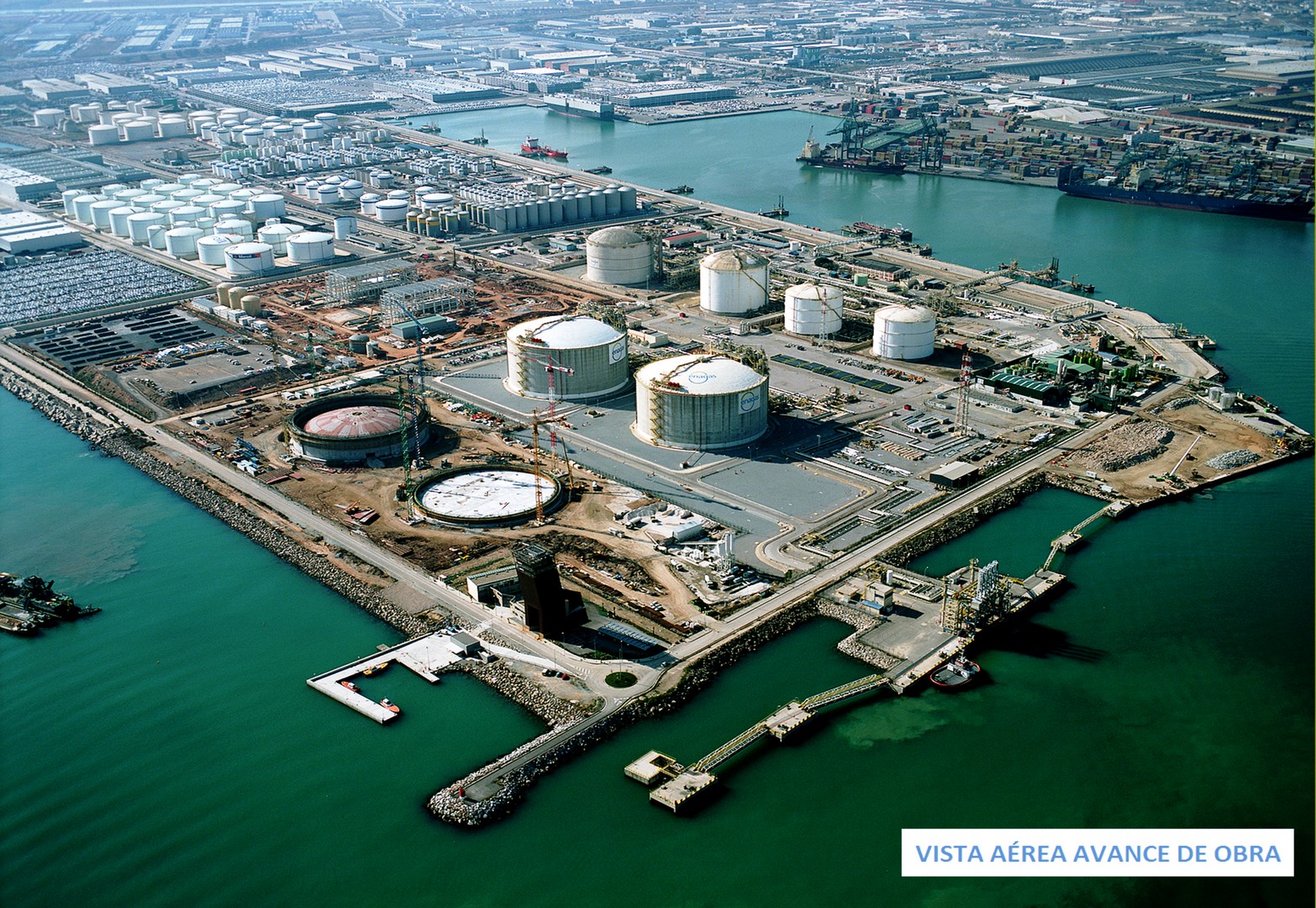 Aerial view of work progress