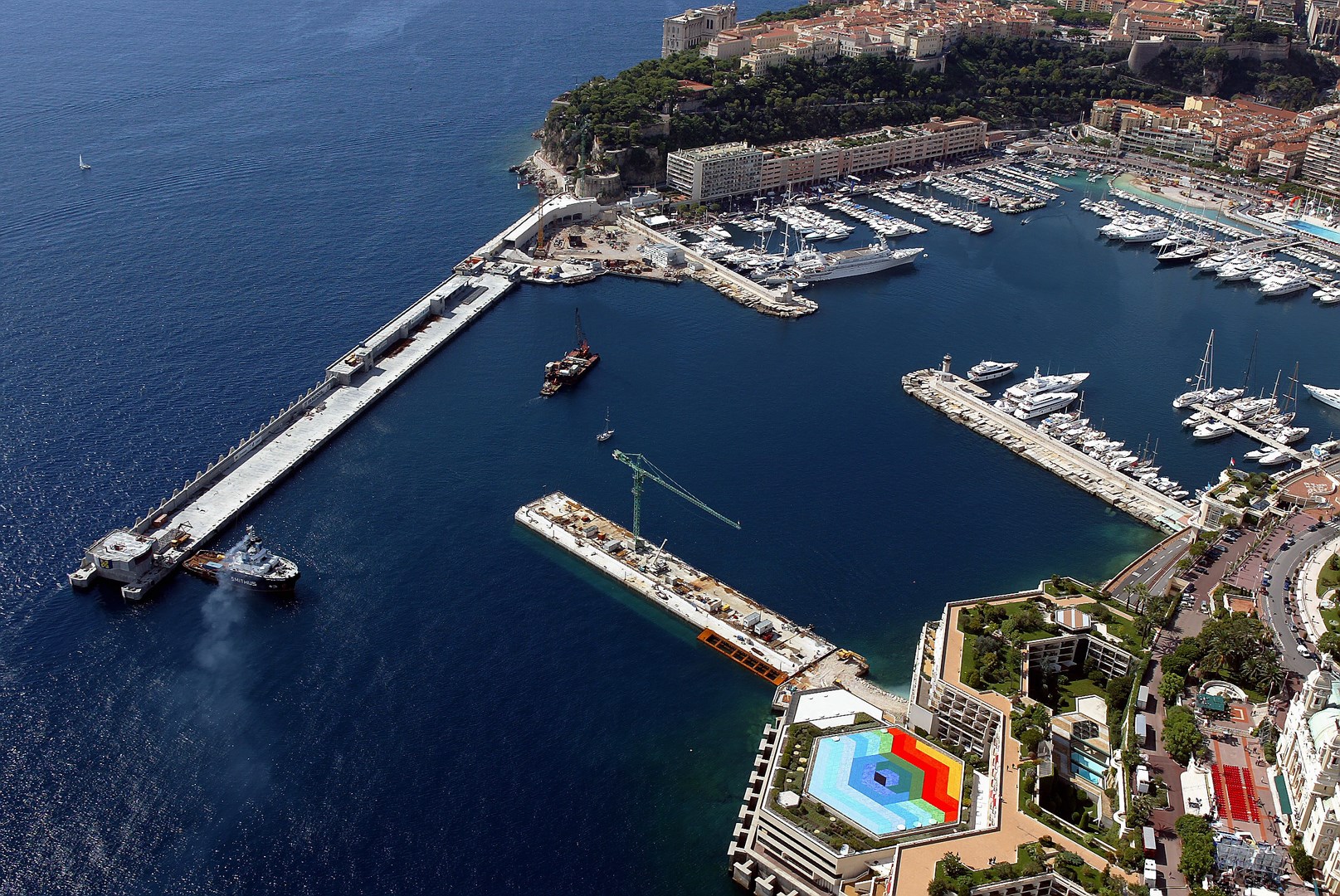 Aerial view of the completed dock