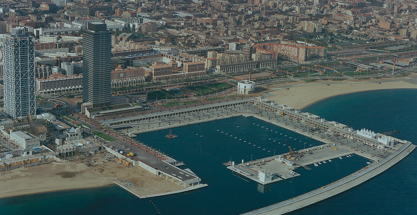 aerial view of the Juan Carlos I Dock Barcelona Olympic Port