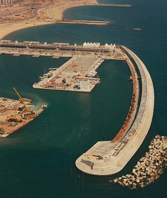 aerial view of the Juan Carlos I Dock Barcelona Olympic Port