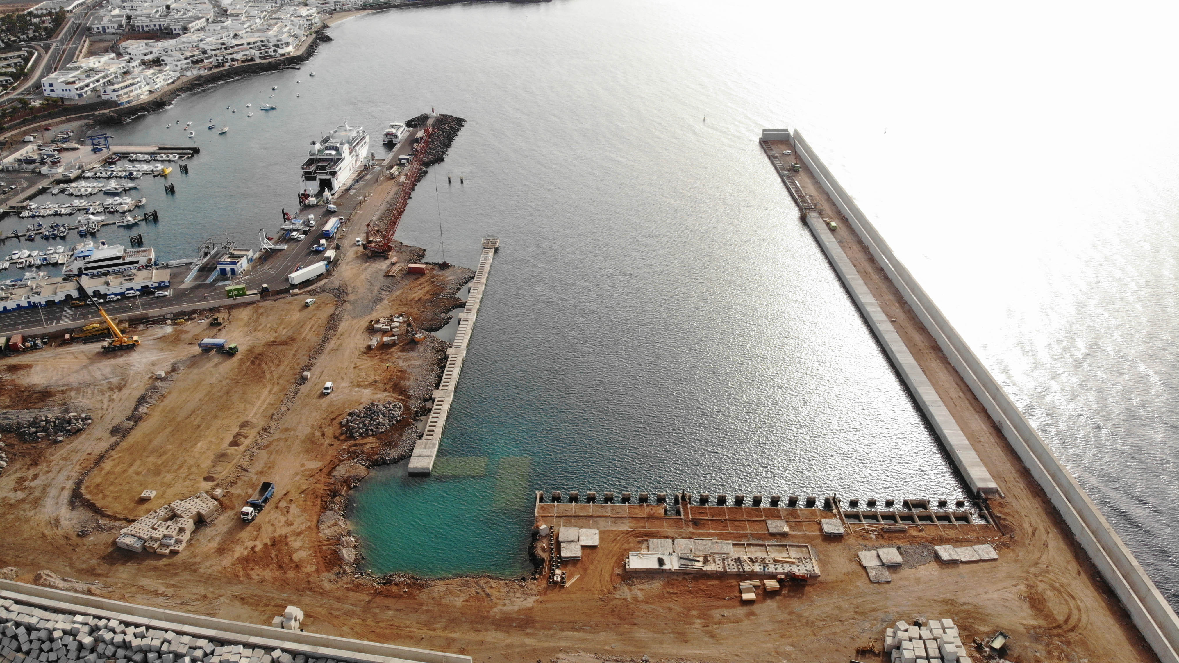 Aerial view Extension of the Playa Blanca Port in Lanzarote