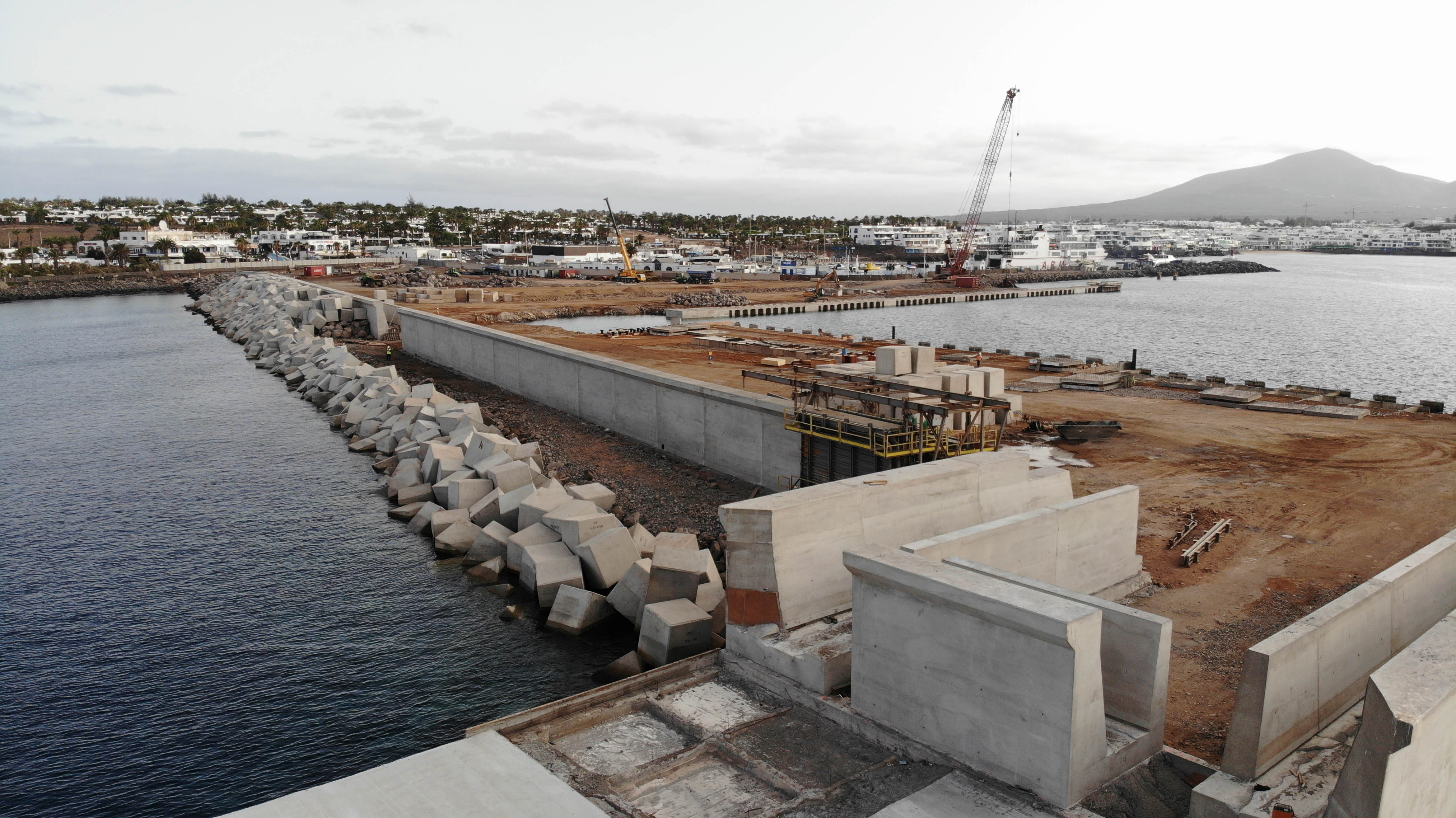 Aerial view Extension of the Playa Blanca Port in Lanzarote