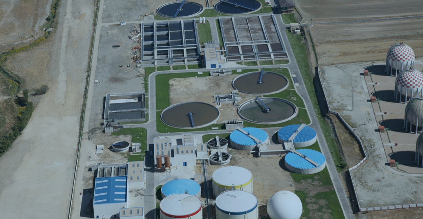 aerial view Wastewater Treatment Plant of the Medium-High Basin of the Arroyo Culebro