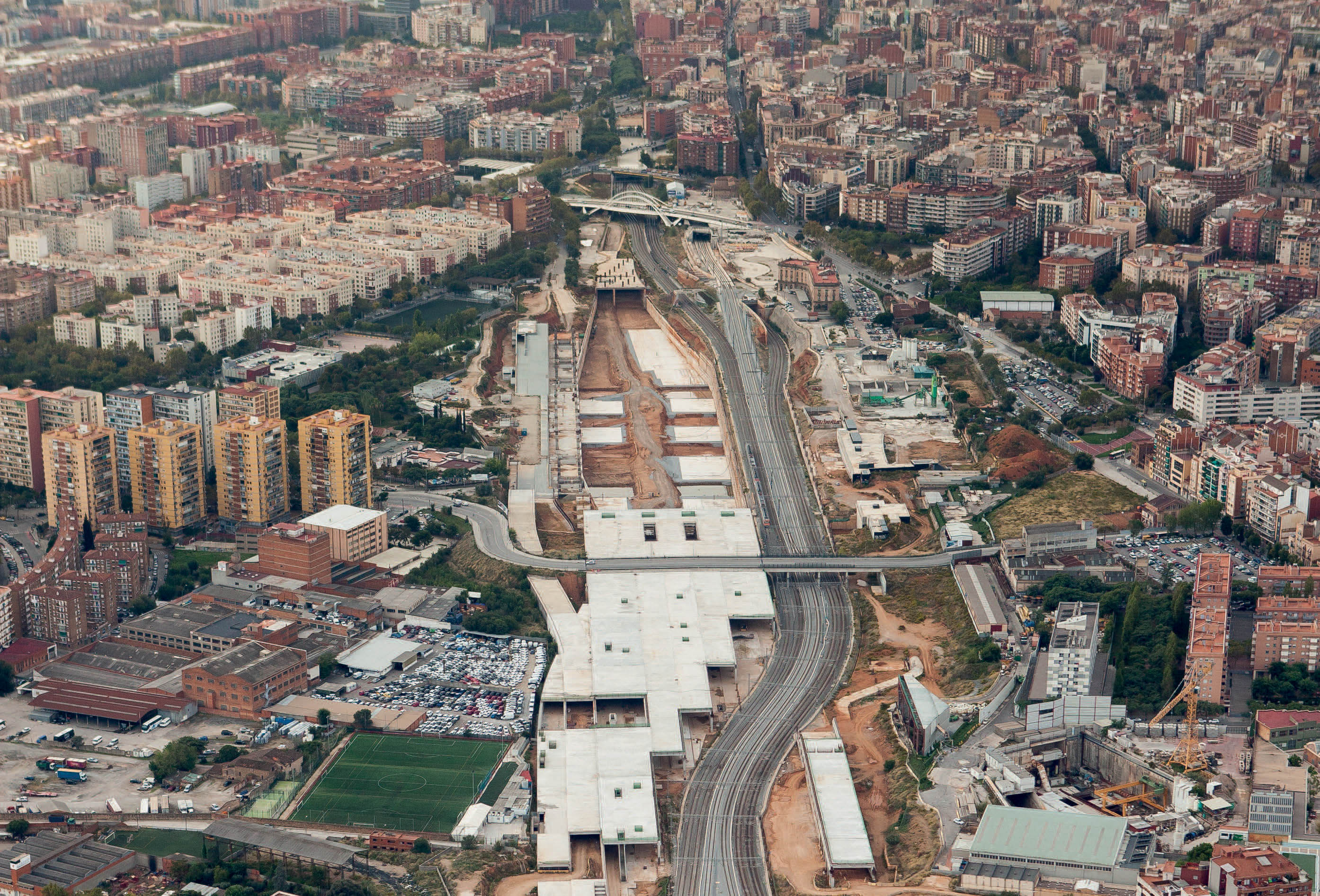 Aerial view of La Sagrera Station