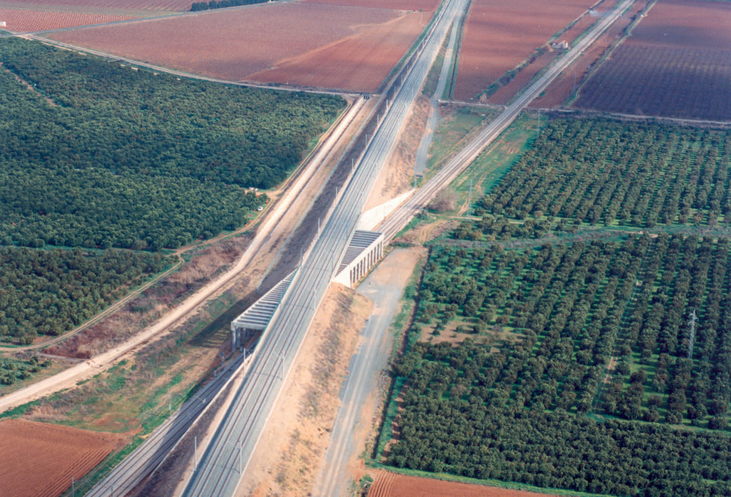 Aerial view Seville-Cádiz railway line