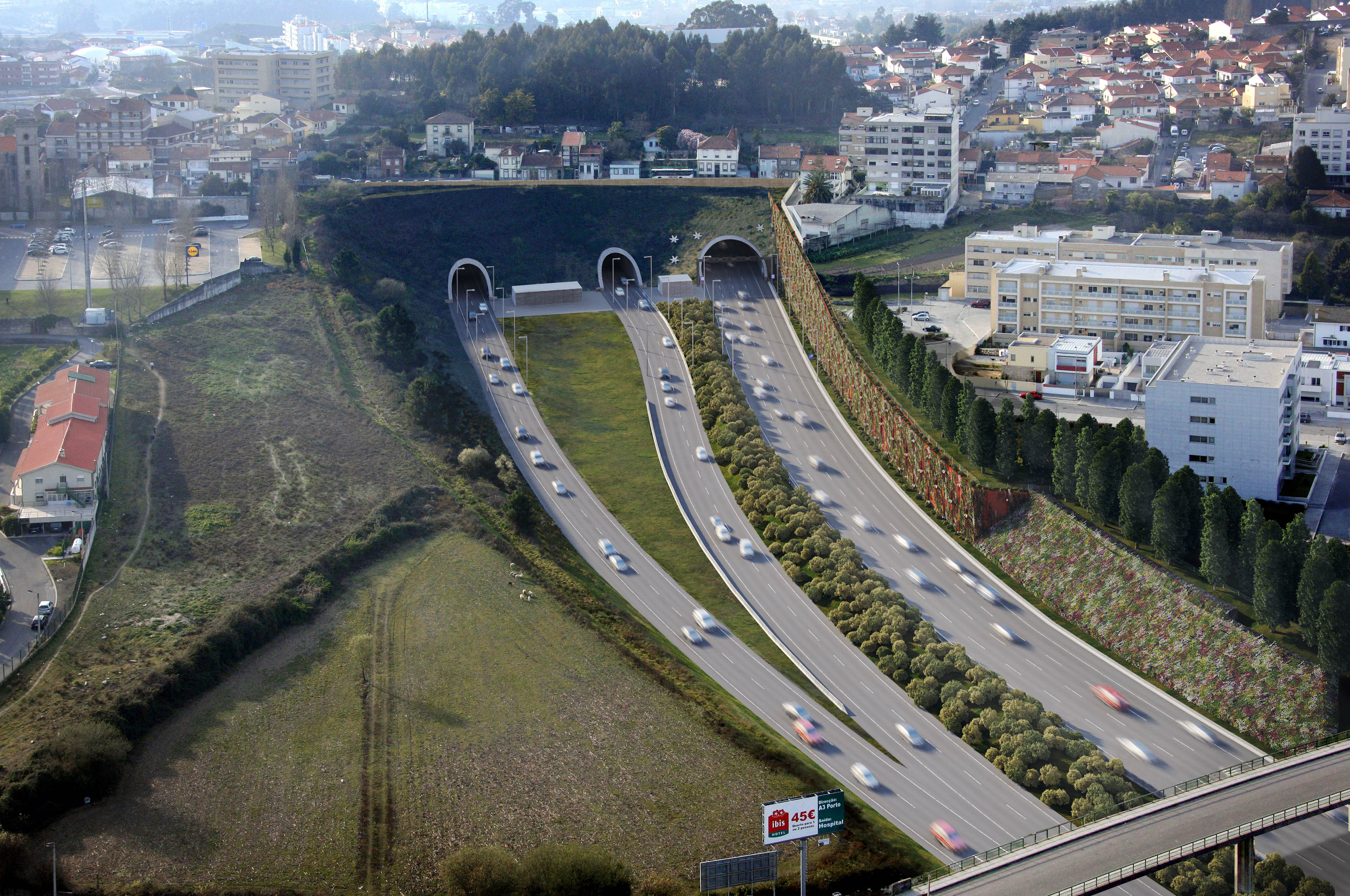 vista aérea entrada Túnel Aguas Santas